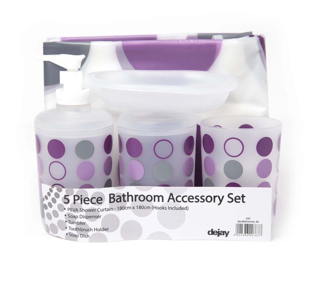 5PCE BATHROOM ACCESSORY SET PINK Dejay Distributors